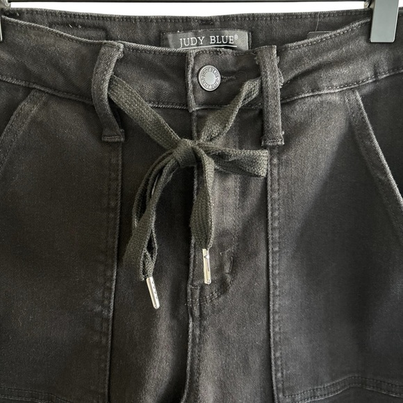 Judy Blue Black Denim Jogger Pants Size 26 High Waist Stretch Drawstring Casual - Picture 5 of 16